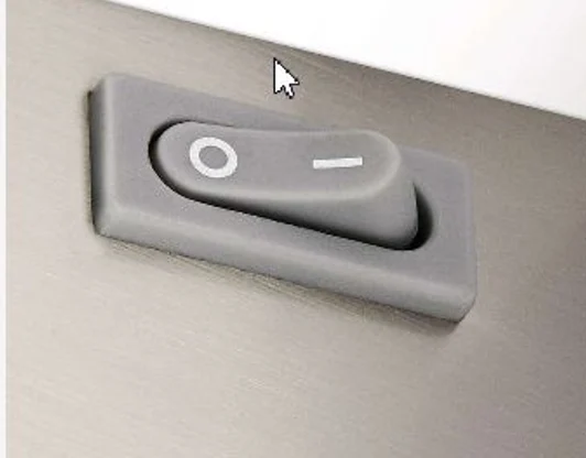 Кнопка на каркасе зеркала